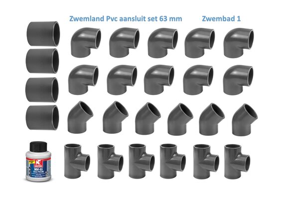 Zwembad Pvc Druk Hulpstukken 16 Bar 63 mm Set 1