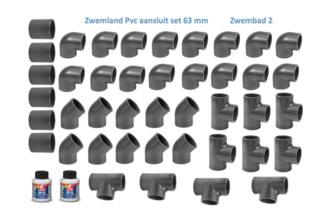 Zwembad Pvc Druk Hulpstukken 16 Bar 63 mm Set 2