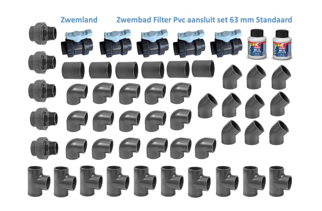 Zwembad Standaard Filter Aansluitset Pvc 16 Bar 63 mm
