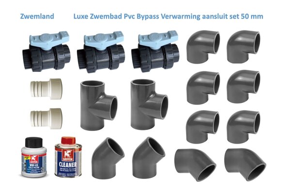 Zwembad Luxe Bypass Verwarming Aansluitset Pvc 16 Bar 50 mm