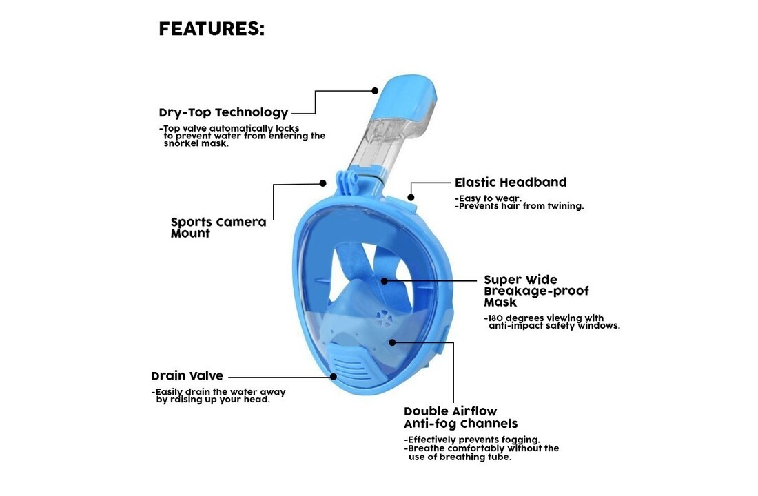 Snorkelmasker Atlantis 2.0 Full Face Mask kinderen - blauw
