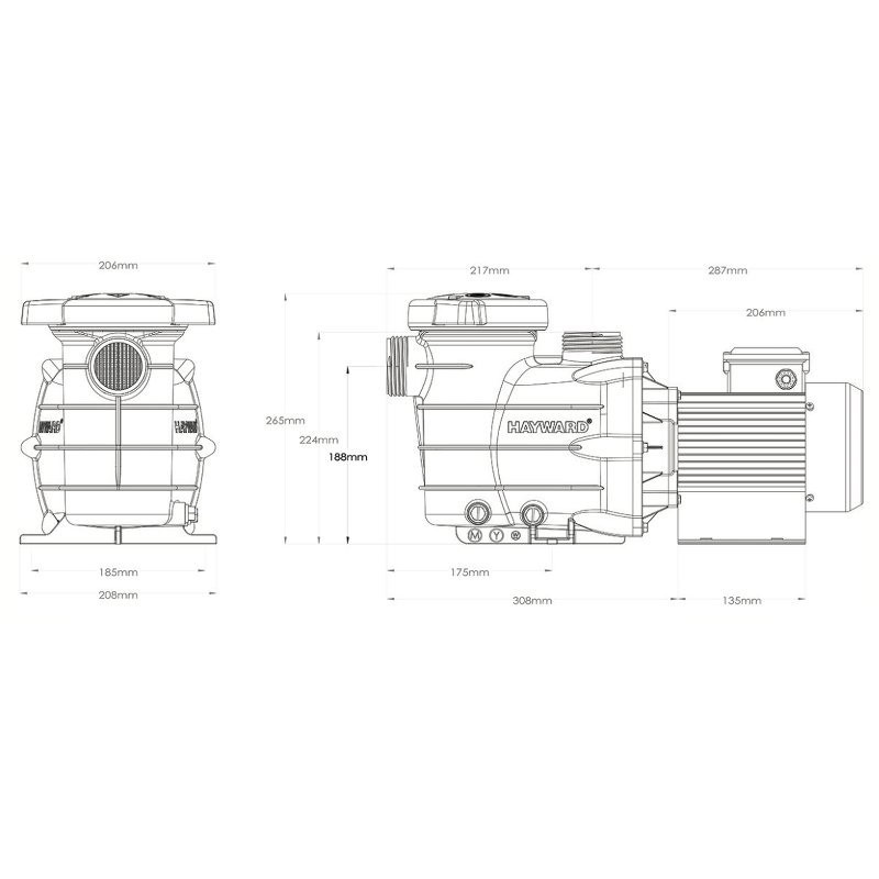 Hayward Powerline Zwembadpomp 0.5 PK 220v 9.5 m3