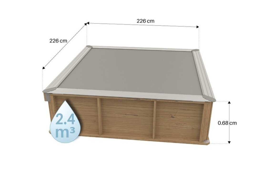 Houten kinderzwembad Pistoche 2 x 2 x 0.64 meter