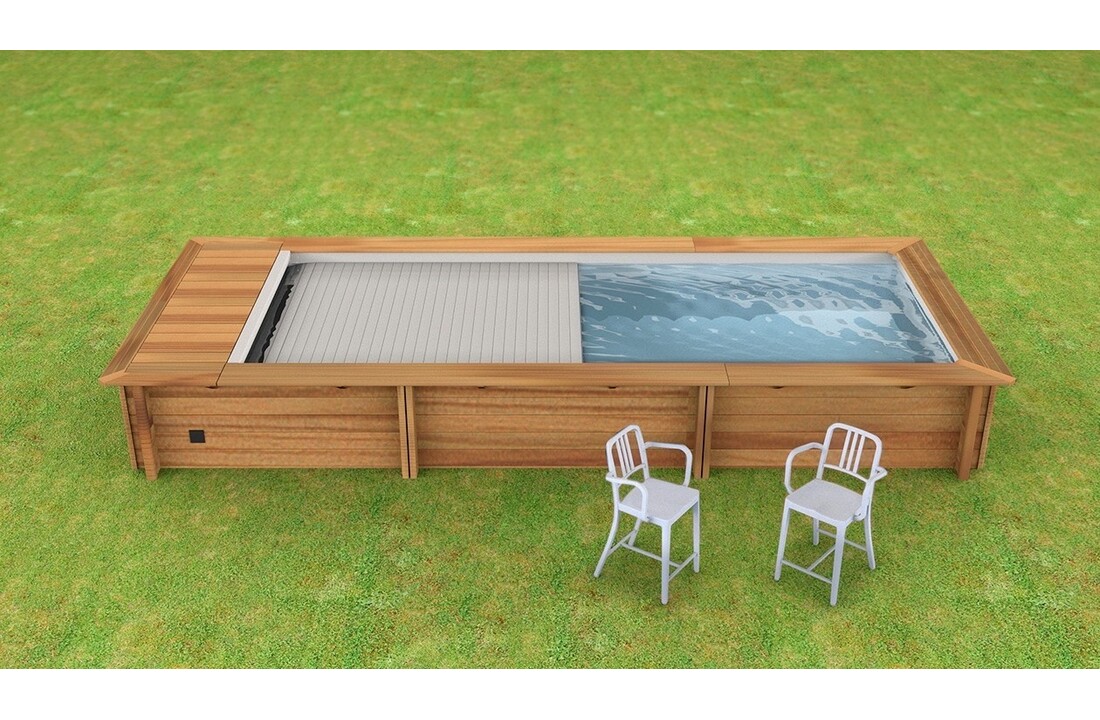 Houten Urban Stadszwembad 6.50 x 3.50 x 1.33 Met Automatisch Rolluik