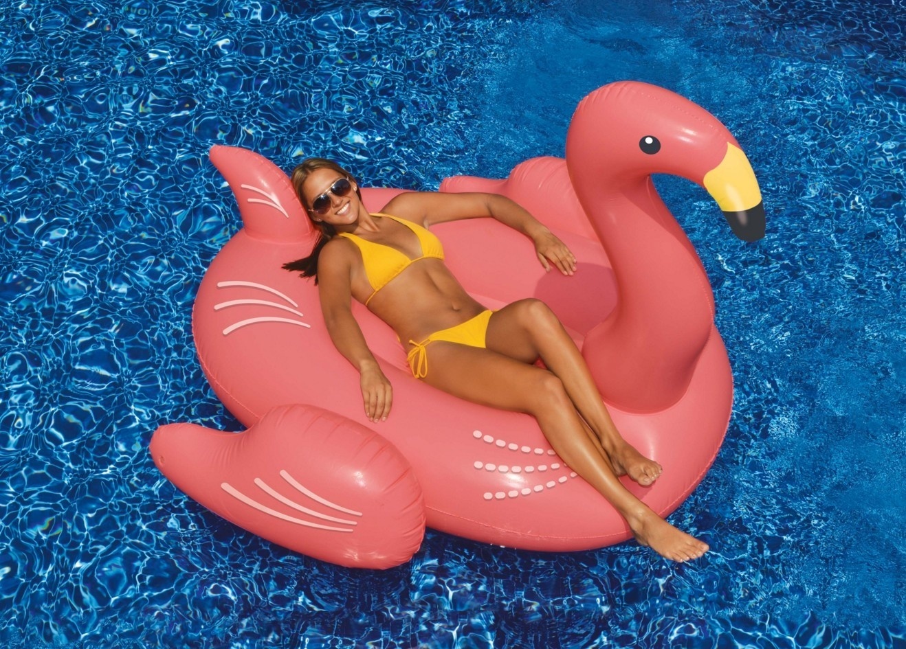Opblaasbare drijvende rose  flamingo XL