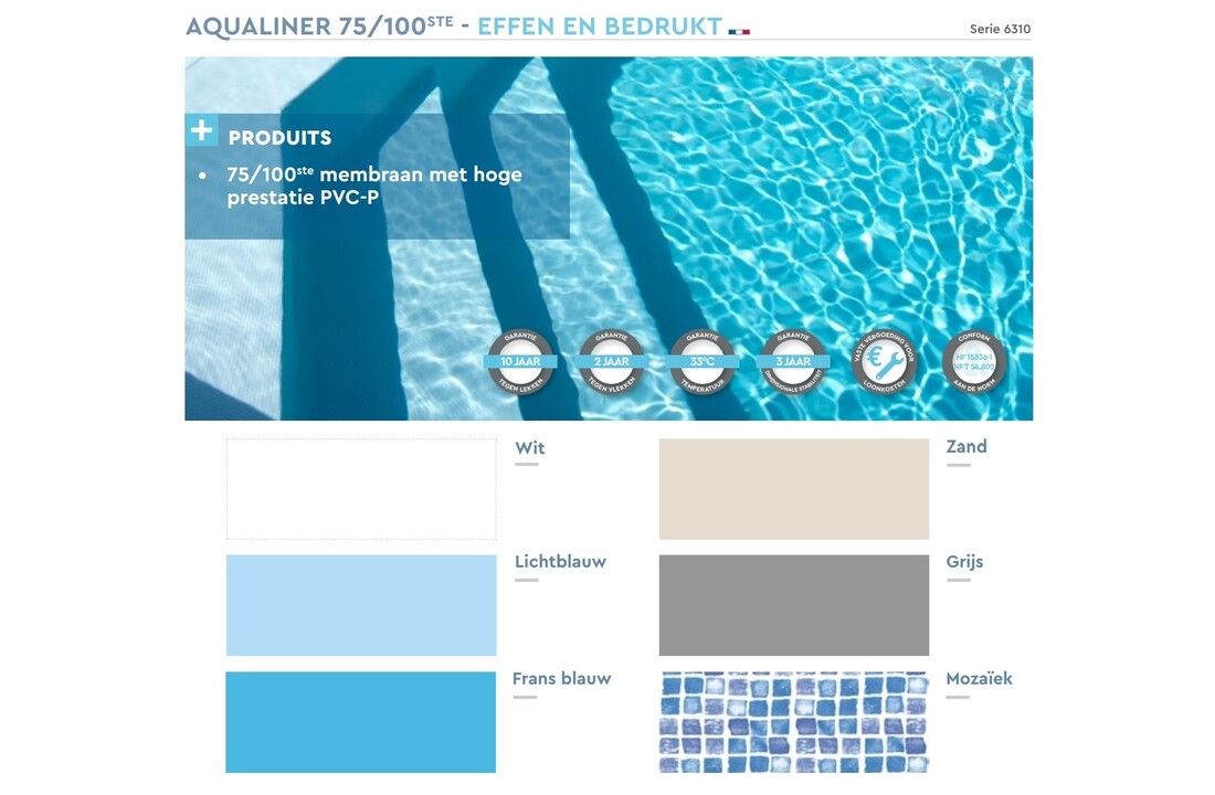 Aqua linerZwembad liner 75/100ste kleur lichtblauw