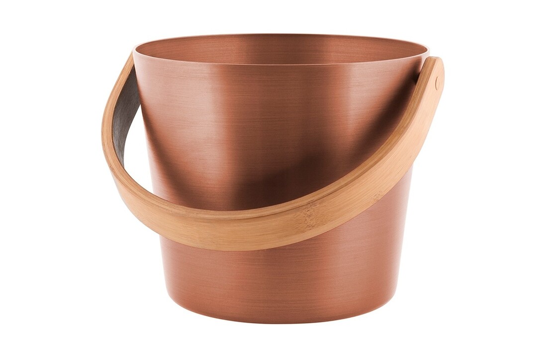 Rento Sauna Emmer Aluminium met Bamboe Handvat koperbruin