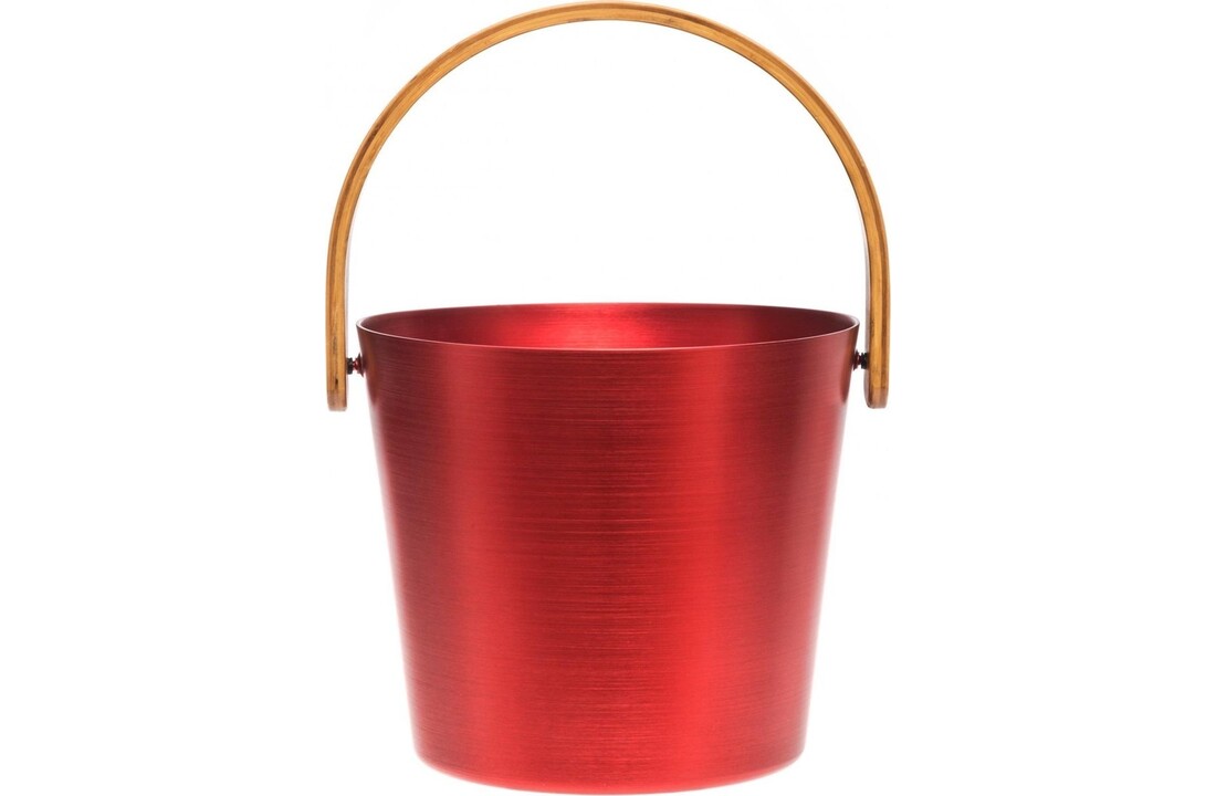 Rento Sauna Emmer Aluminium met Bamboe Handvat rood