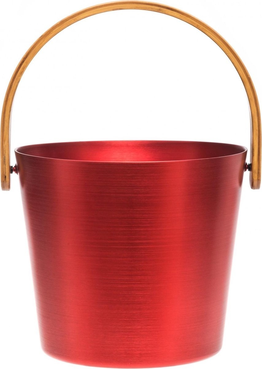 Rento Sauna Emmer Aluminium met Bamboe Handvat rood