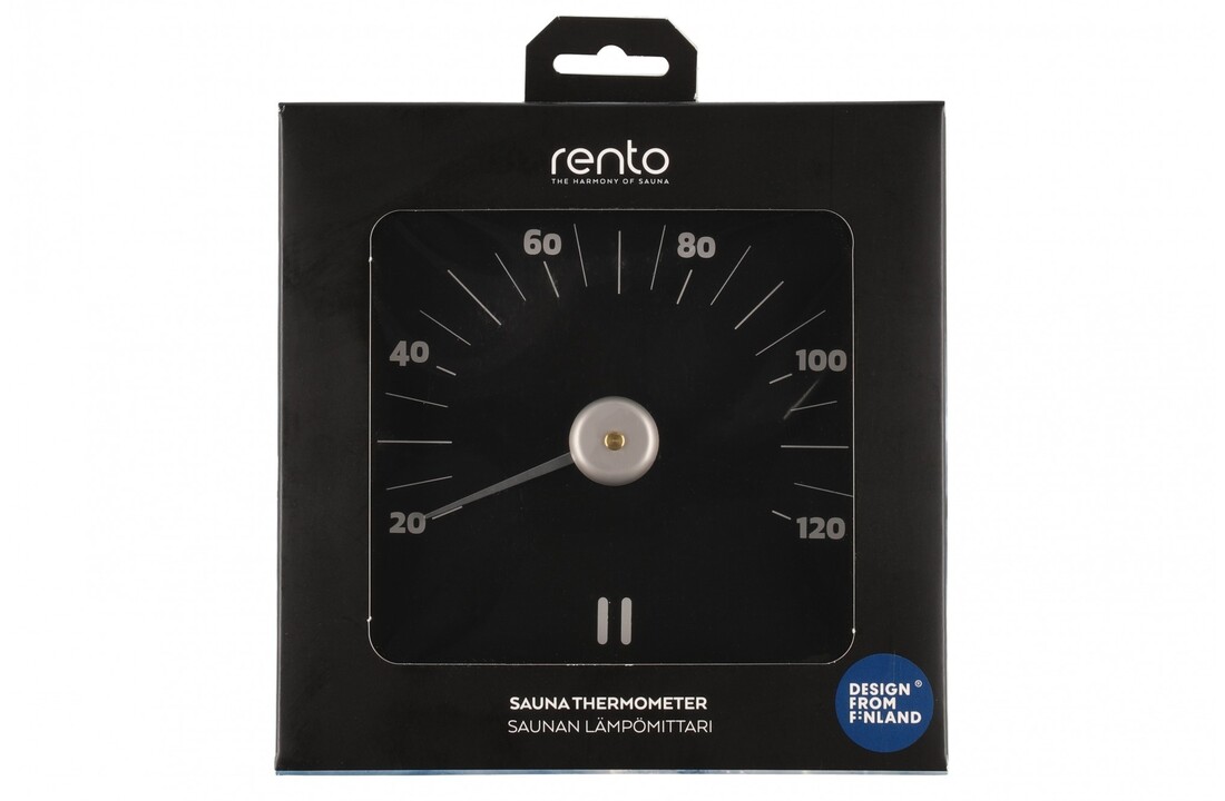 Rento Sauna Thermometer Aluminium vierkant bruin/zwart