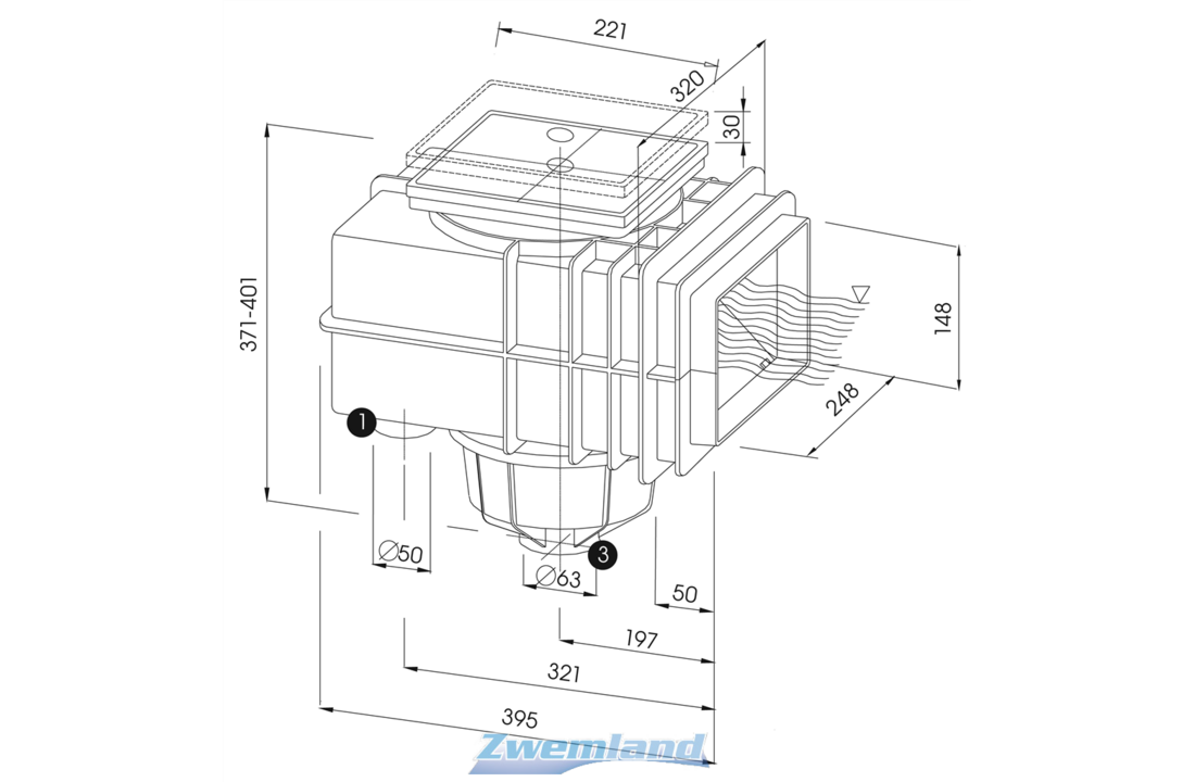 MTS V20 Skimmer Hoogte Verstelring - Edelgrijs
