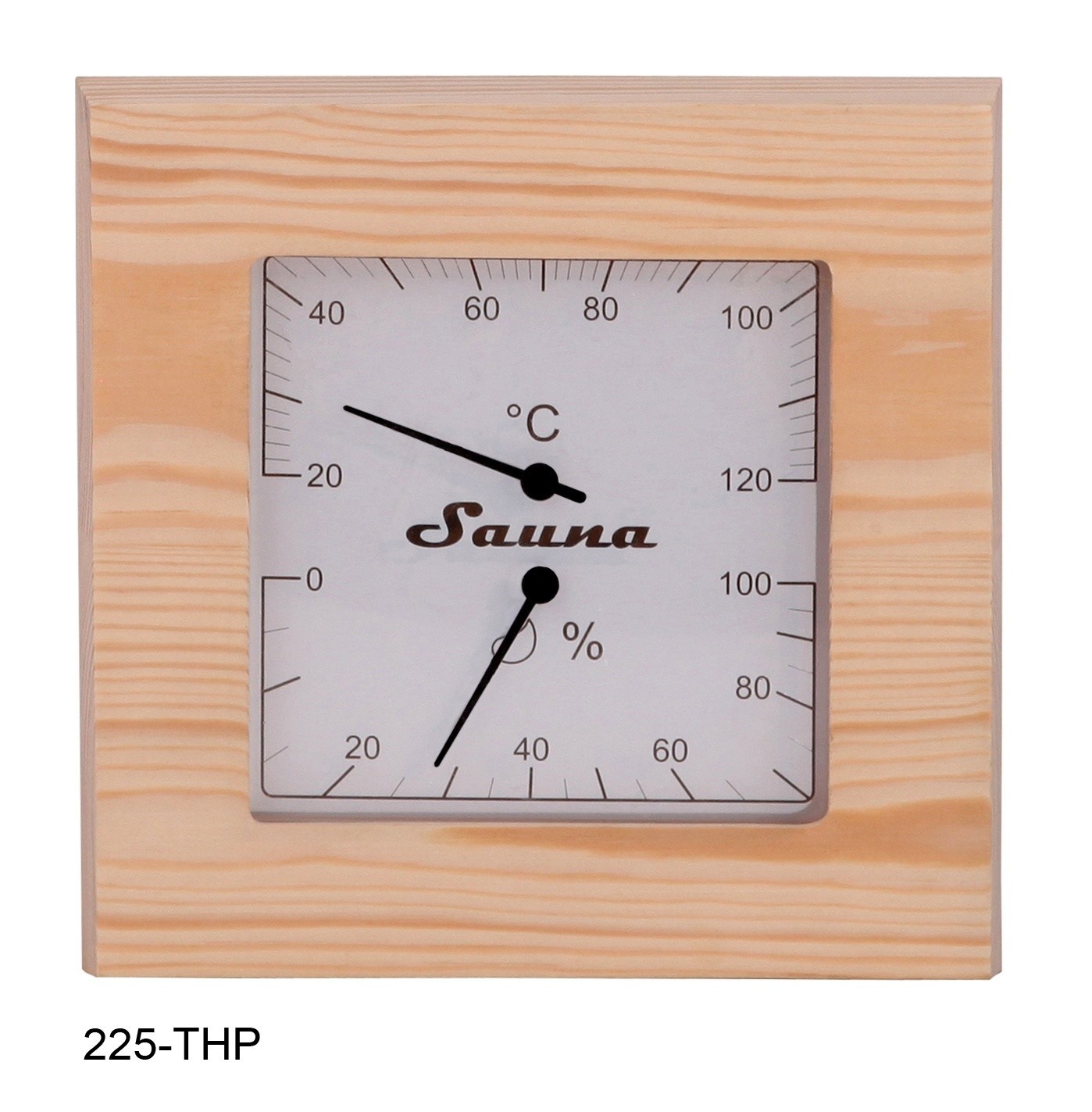 Sauna Thermometer en Hygrometer Vierkant in Pine Wood