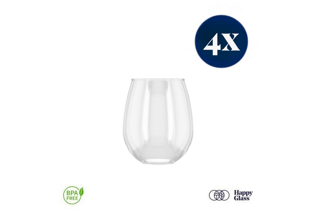 HappyGlass Tik Tucker Waterglas - Set van 4 Kunststof Glazen 400ml