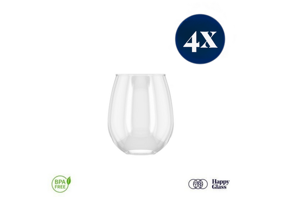 HappyGlass Tik Tucker Waterglas - Set van 4 Kunststof Glazen 400ml