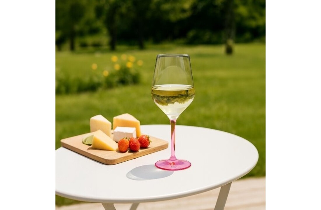 Happy Glass Lady Abigail Wijnglas met Gekleurde Steel 2 Pack - Kunststof Glazen 470ml