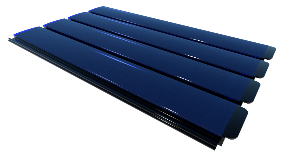 Zwemland Polycarbonaat zwembad anti alg lamellen solar blauw.
