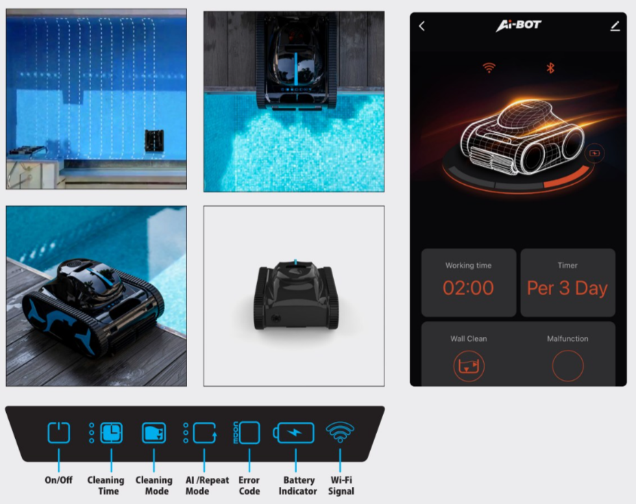 AquaForte M60 draadloze zwembadrobot - Accu tot 8 uur