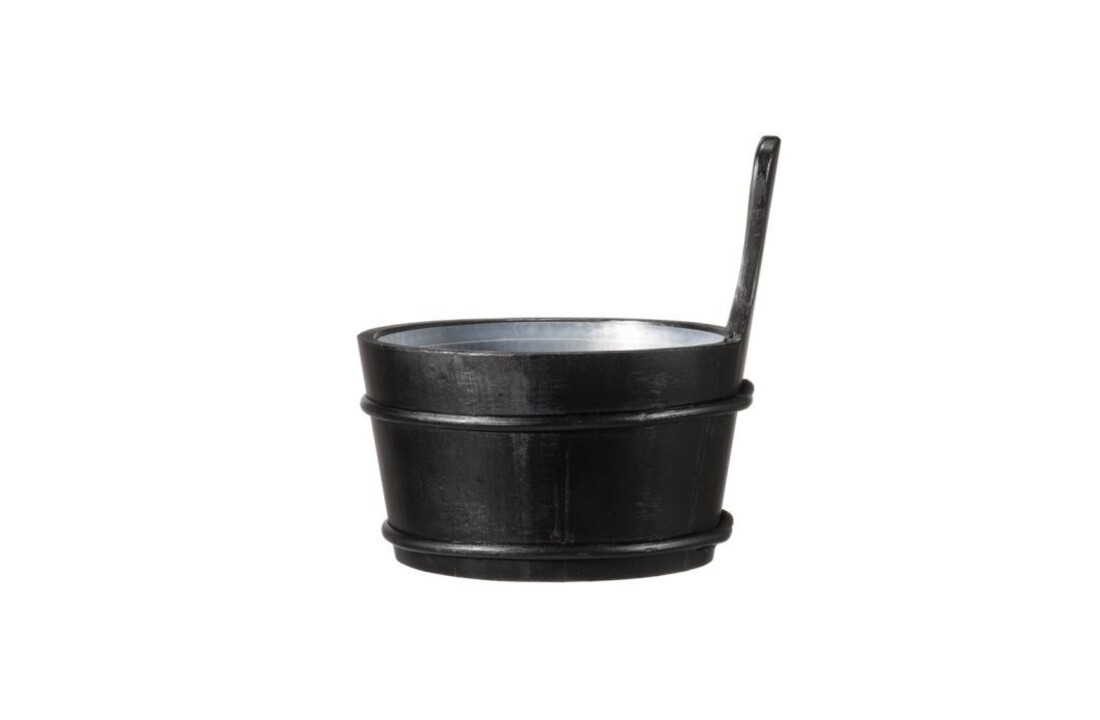 Emendo Sauna emmer, lepel en 1000 ml Euca opgietmiddel  - Zwart