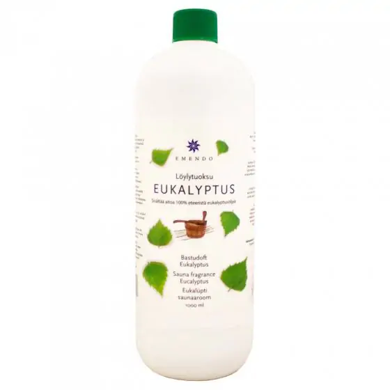 Emendo Sauna emmer, lepel en 1000 ml Euca opgietmiddel  - Zwart