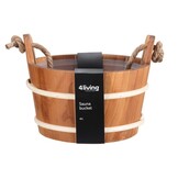 Rento Houten Sauna emmer met handvat touw, lepel en 400 ml Eucalyptus opgietmiddel - Donker