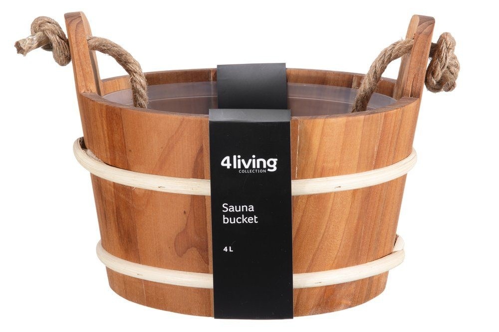 Rento Houten Sauna emmer met handvat touw, lepel en 400 ml Eucalyptus opgietmiddel - Donker