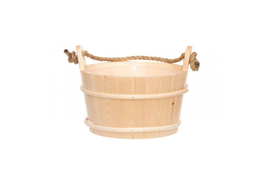 Rento Houten Sauna emmer met handvat touw, lepel en 400 ml Eucalyptus opgietmiddel - Licht