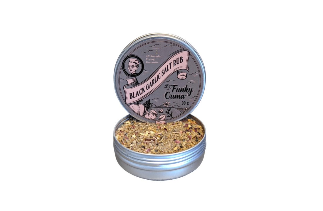 Black Garlic Salt Barbecue Zout Rub Blik – 250 gr of 90 gr