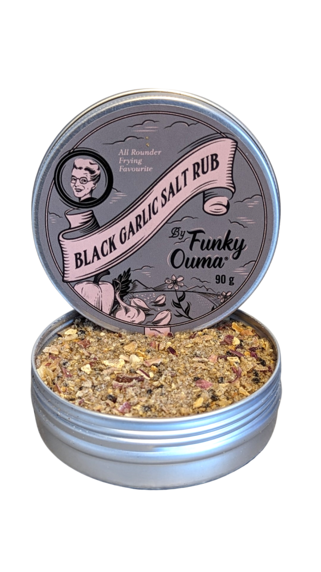 Black Garlic Salt Barbecue Zout Rub Blik – 250 gr of 90 gr