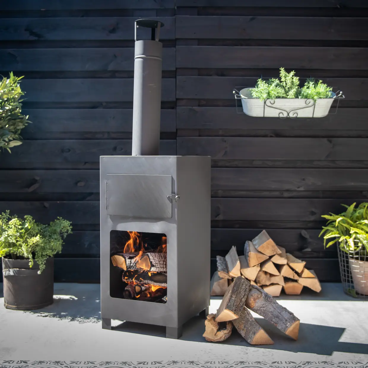 Fancy Flames Terraskachel + pizzaoven zwart