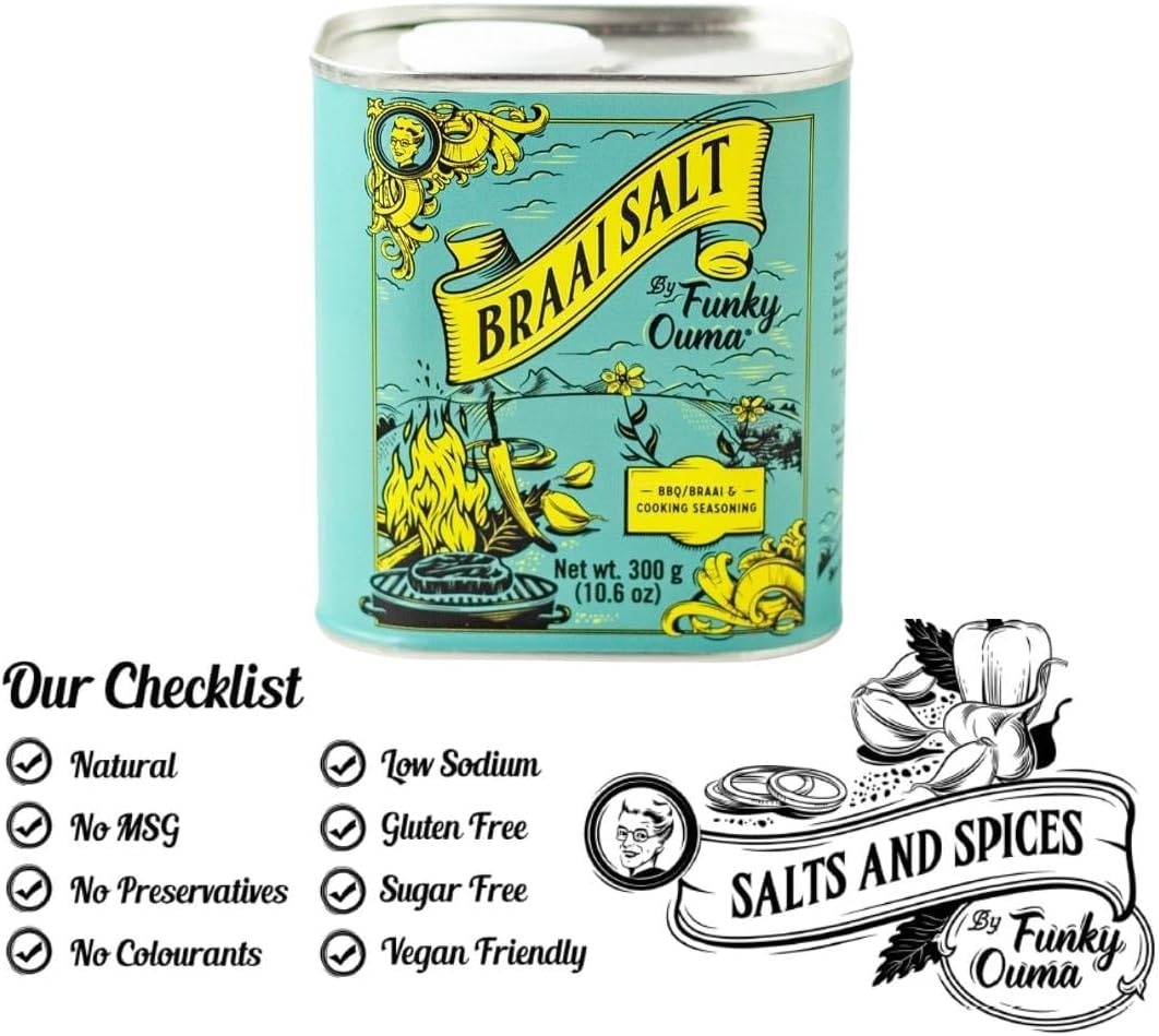 Braai Salt Barbecue Zout Rub Blik – 300 gr of 90 gr