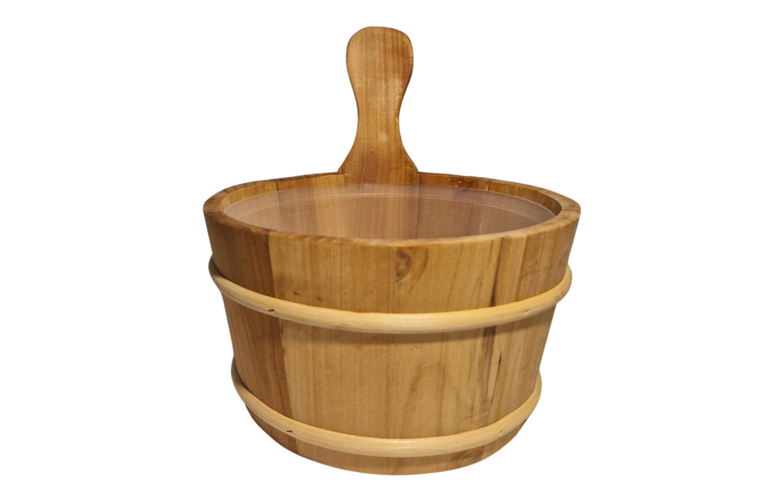 4living Sauna emmer, lepel en 500 ml Eucalyptus opgietmiddel - Elzen