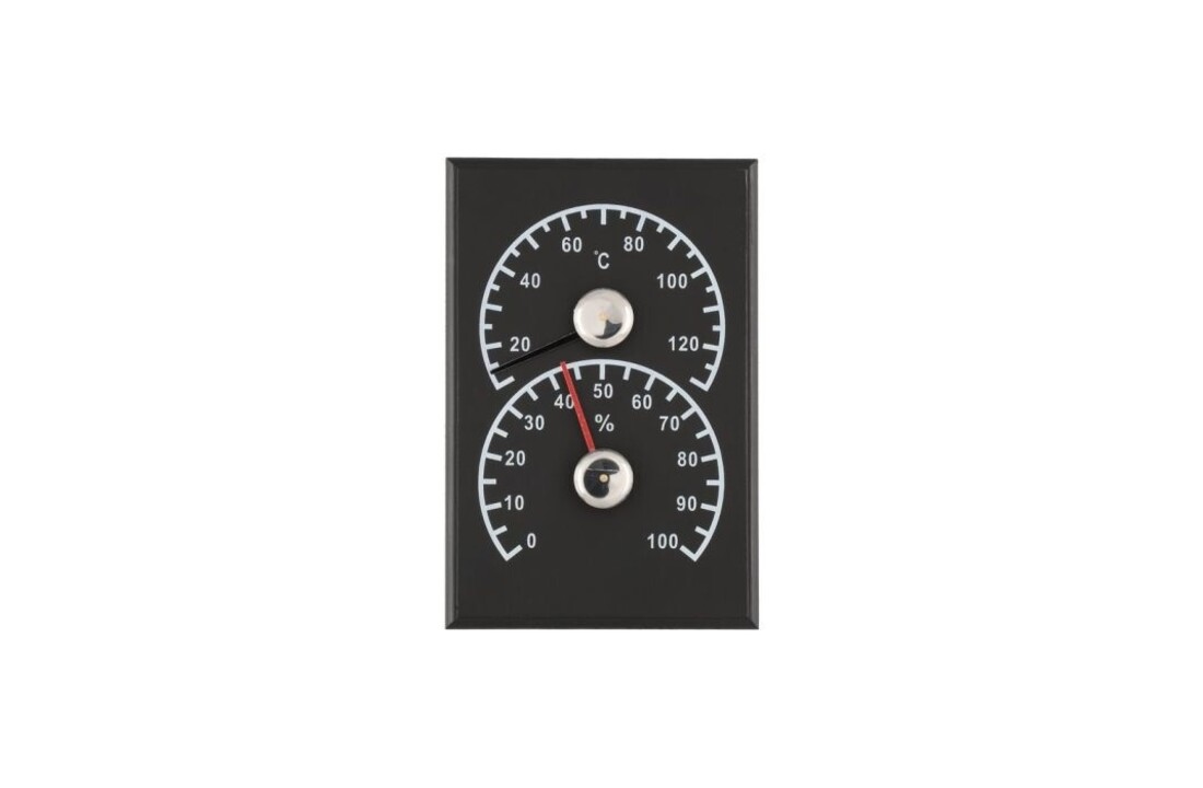 4Living Sauna Thermometer & Hygrometer Zwart