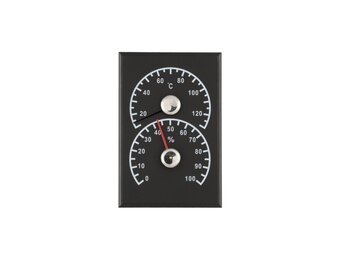 4Living Sauna Thermometer & Hygrometer Zwart