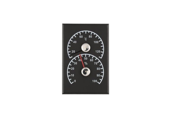 4Living Sauna Thermometer & Hygrometer Zwart