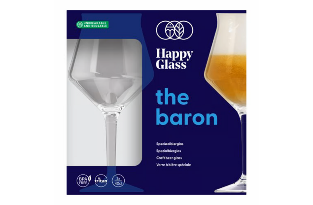 HappyGlass The Baron Bier/Sangria Glas- Set van 2 Kunststof Glazen 400 ml