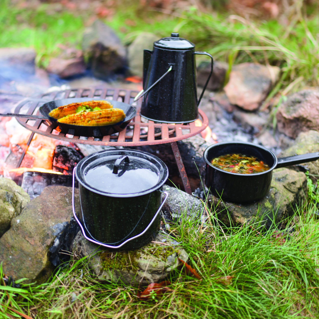 4-Delige Outdoor Kampvuur Kookset