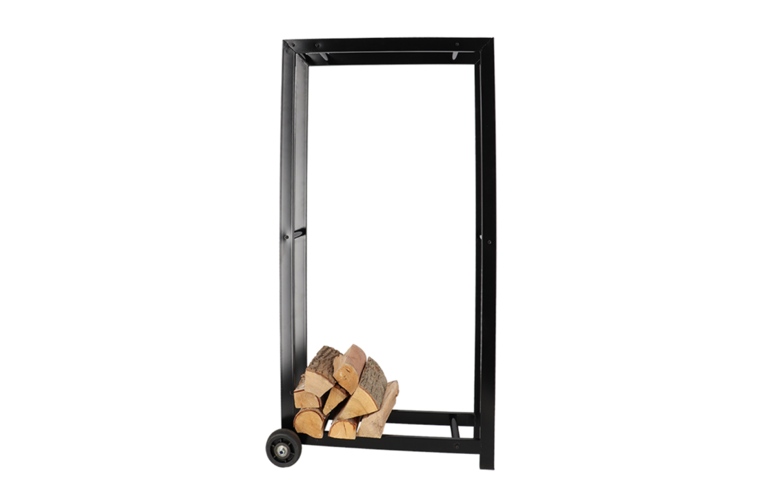 Fancy Flames Houtopslag met Wielen Zwart