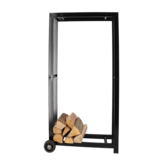 Fancy Flames Houtopslag met Wielen Zwart