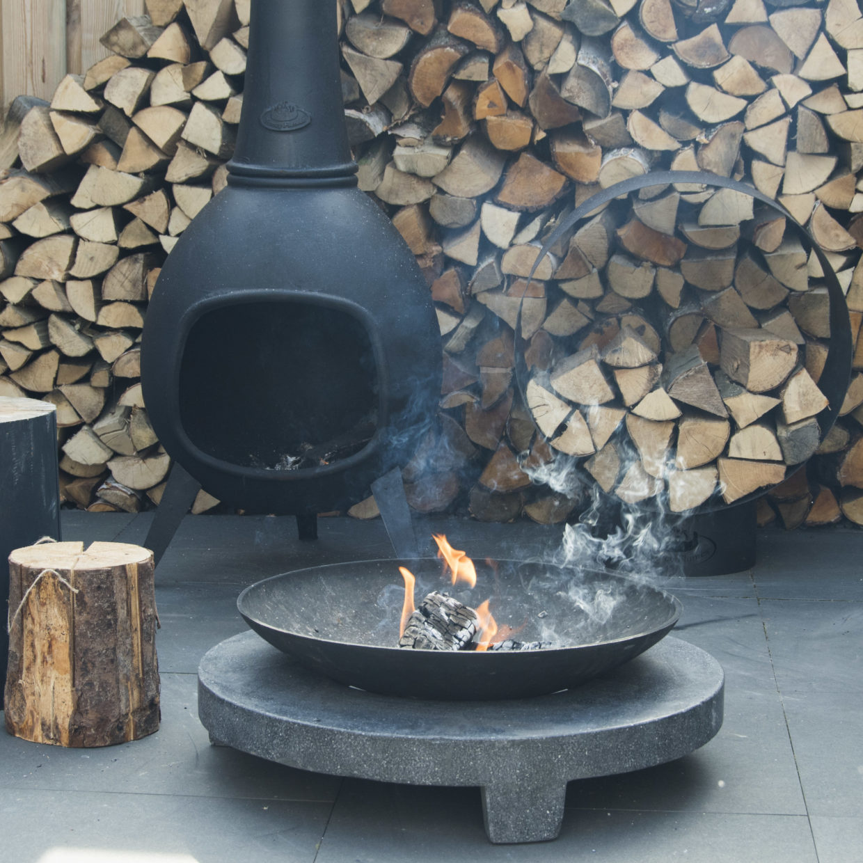 Fancy Flames Houtopslag Rond