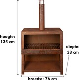 Terraskachel met houtopslag L - Vuurhaard roest
