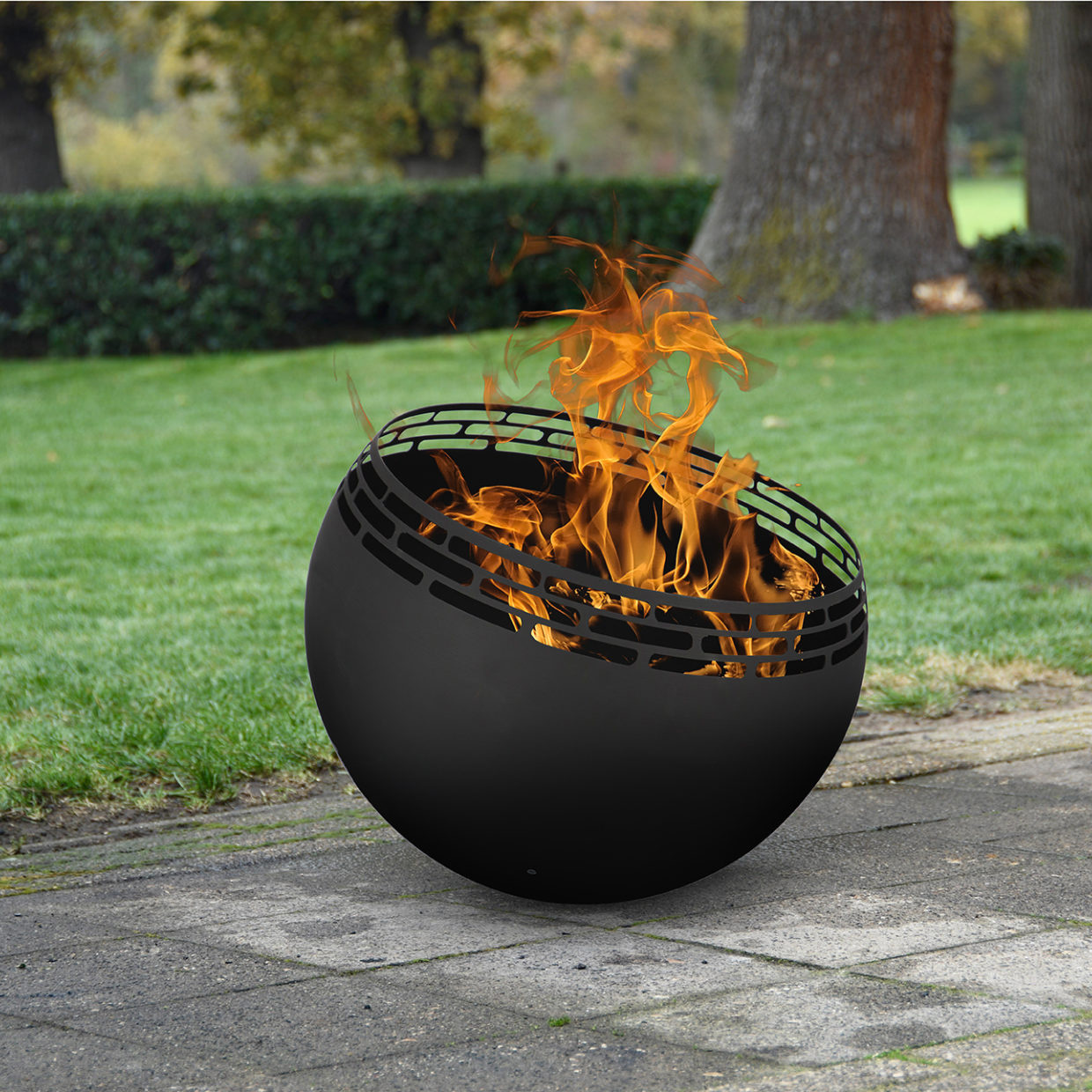 Fancy Flames Zwarte Vuurbal met  Strepen - Vuurkorf