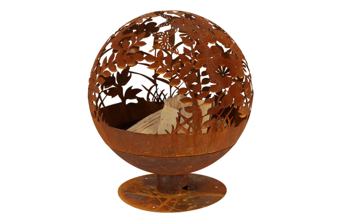 Fancy Flames Vuurbal Roest Laser Cut Bloemen
