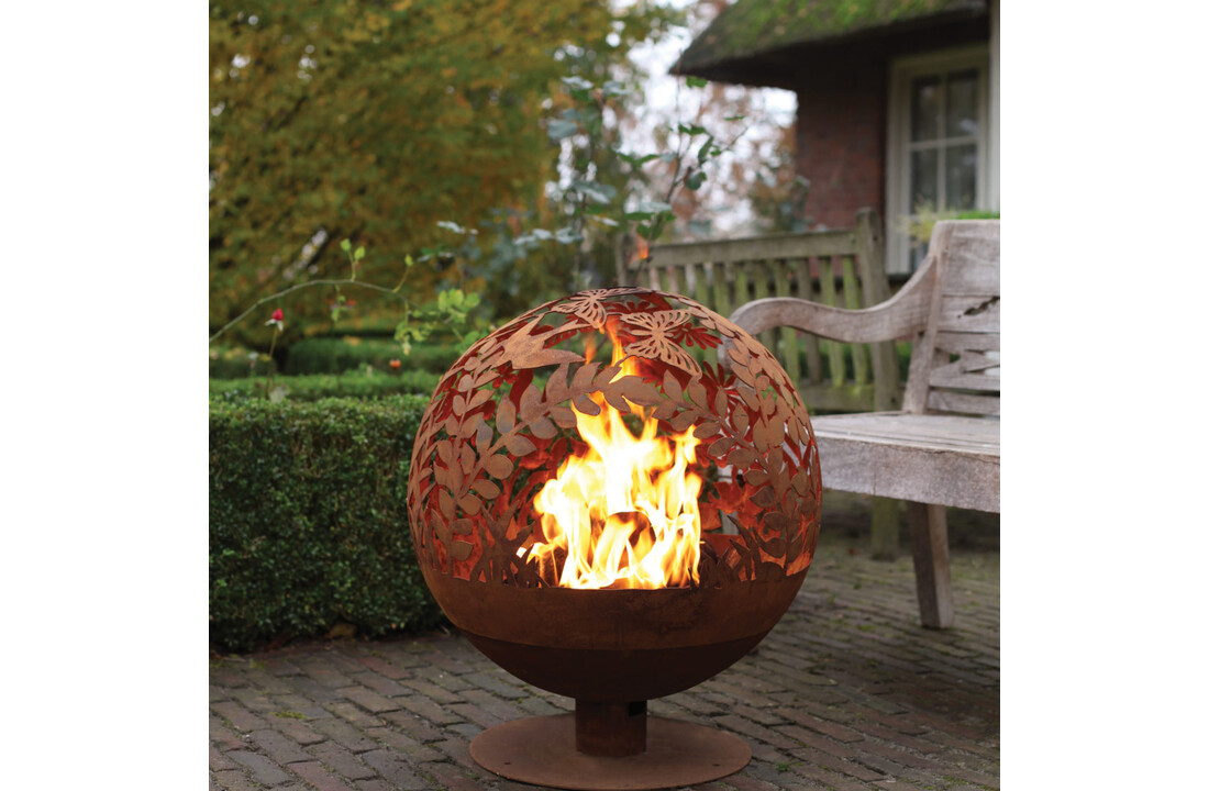 Fancy Flames Vuurbal Roest Laser Cut Bloemen