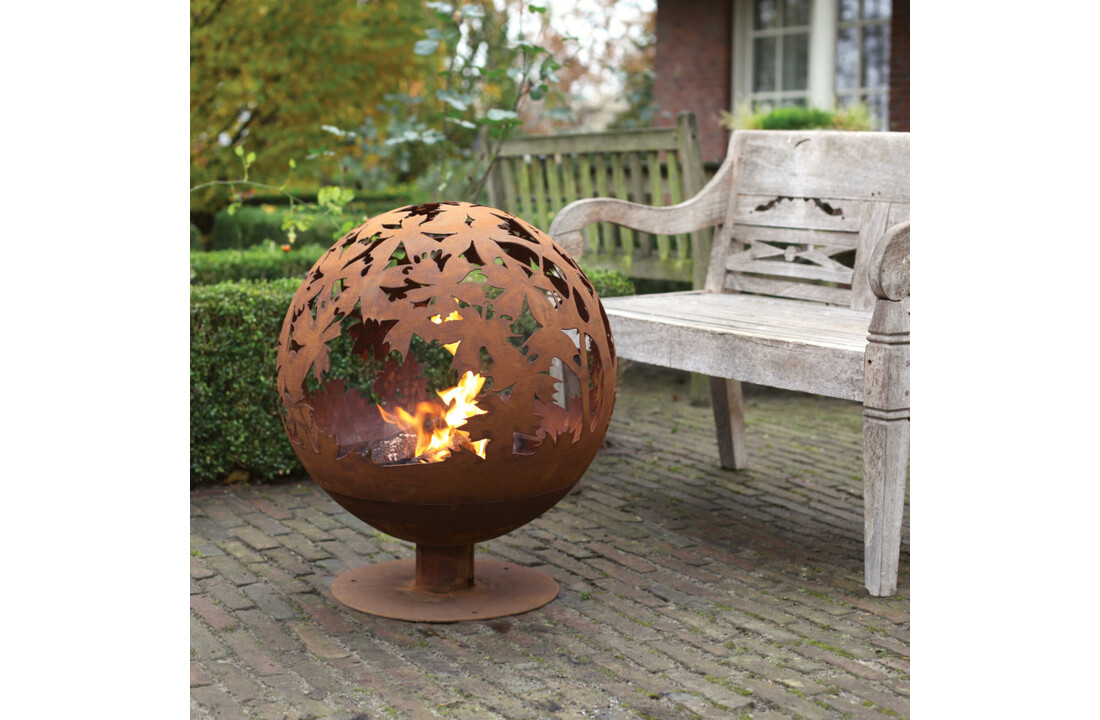 Fancy Flames Ronde Vuurschaal Roest Lasercut Bladeren