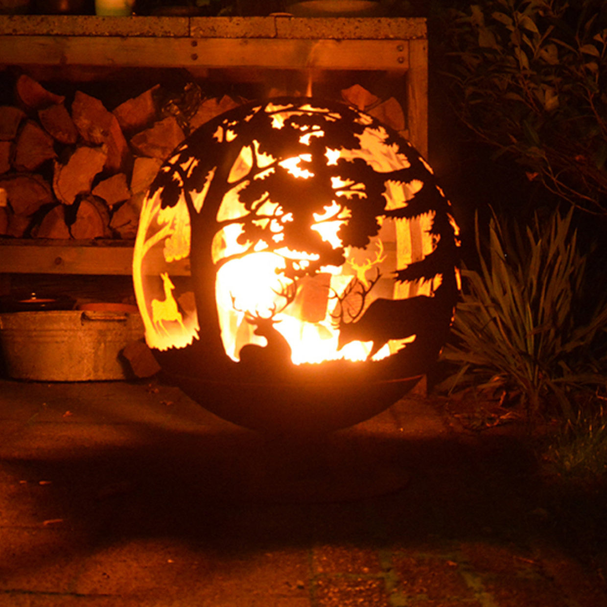 Fancy Flames Roest Vuurbal Lasercut Ø 58 cm