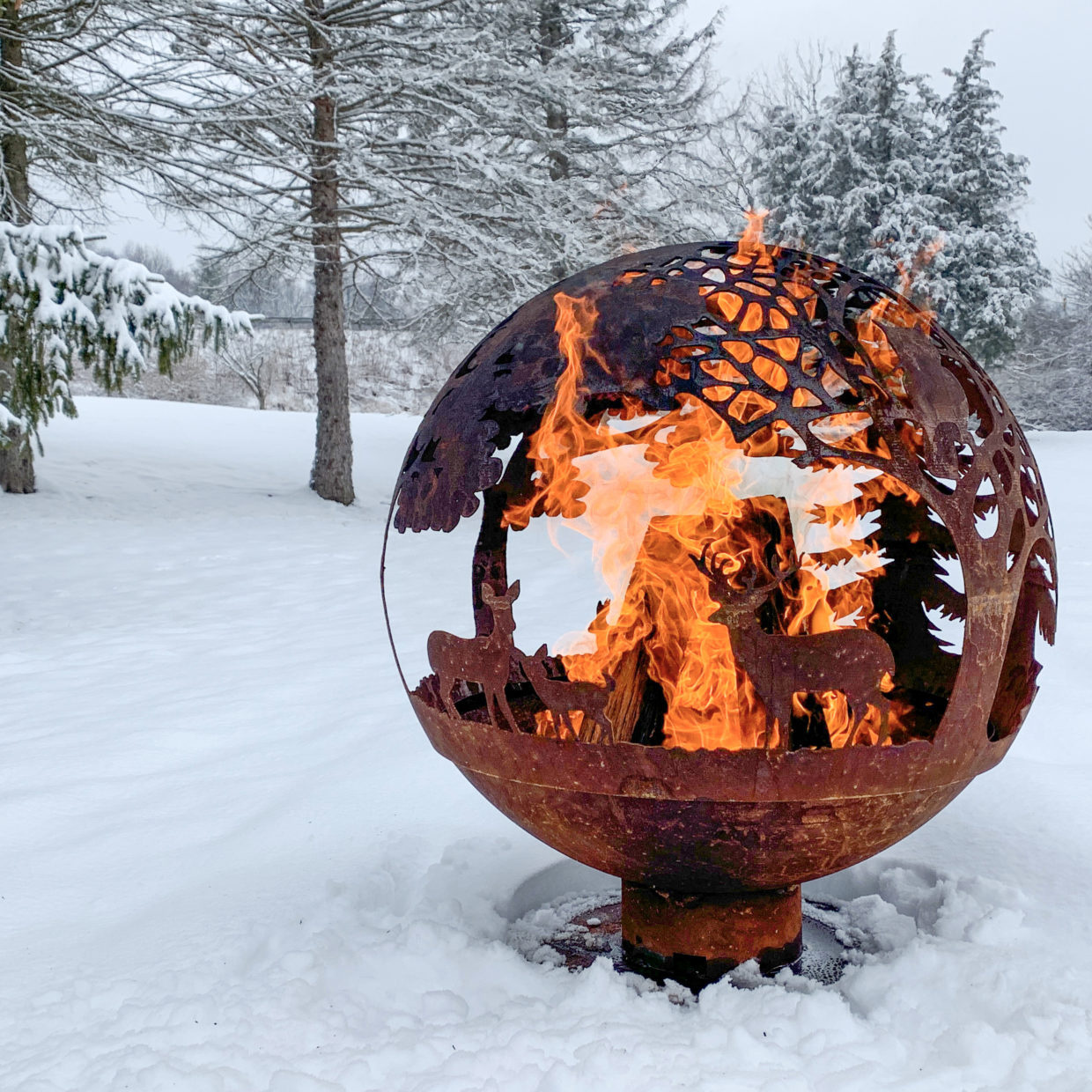 Fancy Flames Roest Vuurbal Lasercut Ø 58 cm