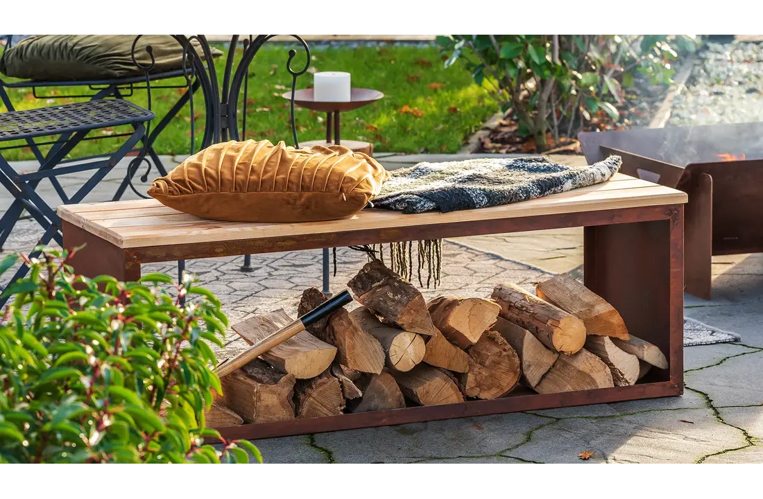 Redfire handmade houten opbergbank Tyr 120 cm