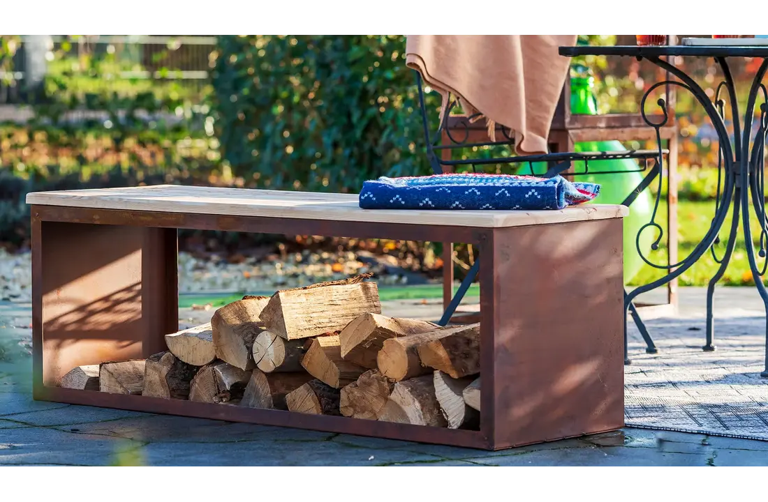 Redfire handmade houten opbergbank Tyr 120 cm