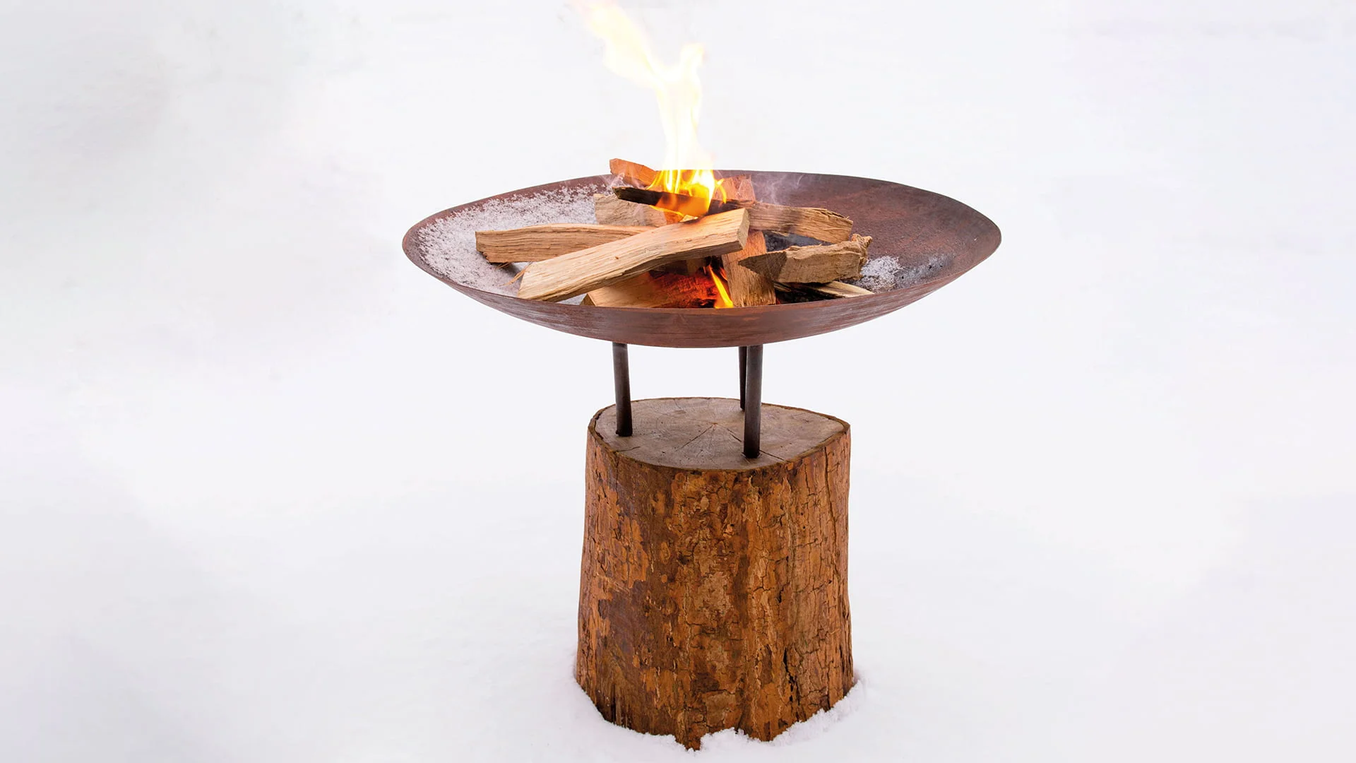 Redfire handmade vuur pit logger houten basis
