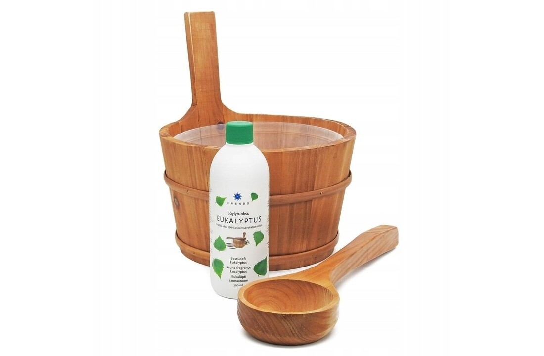 Emendo Sauna emmer, lepel en 500 ml Euca opgietmiddel  - Licht